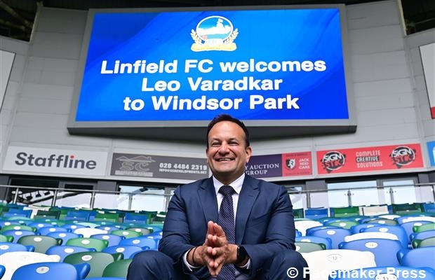 Linfield FC welcomes Leo Varadkar on visit to Windsor Park