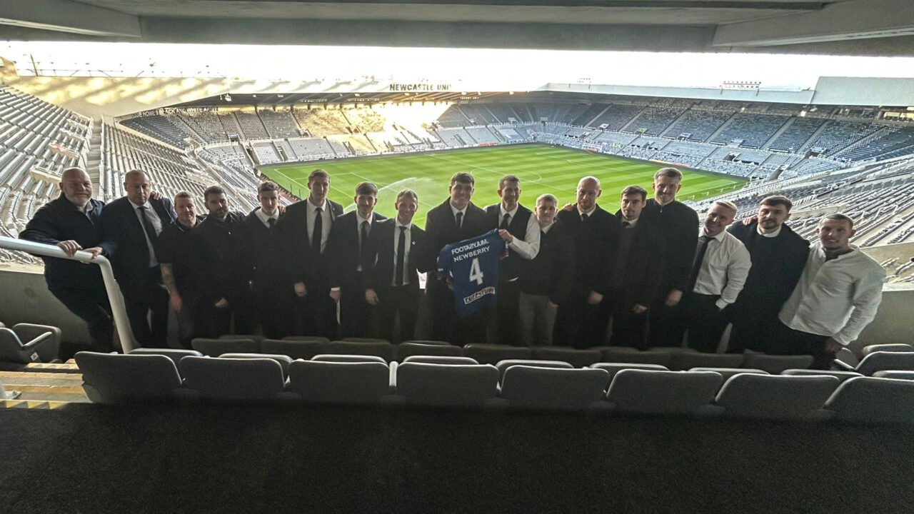 Linfield Staff and Players in Newcastle