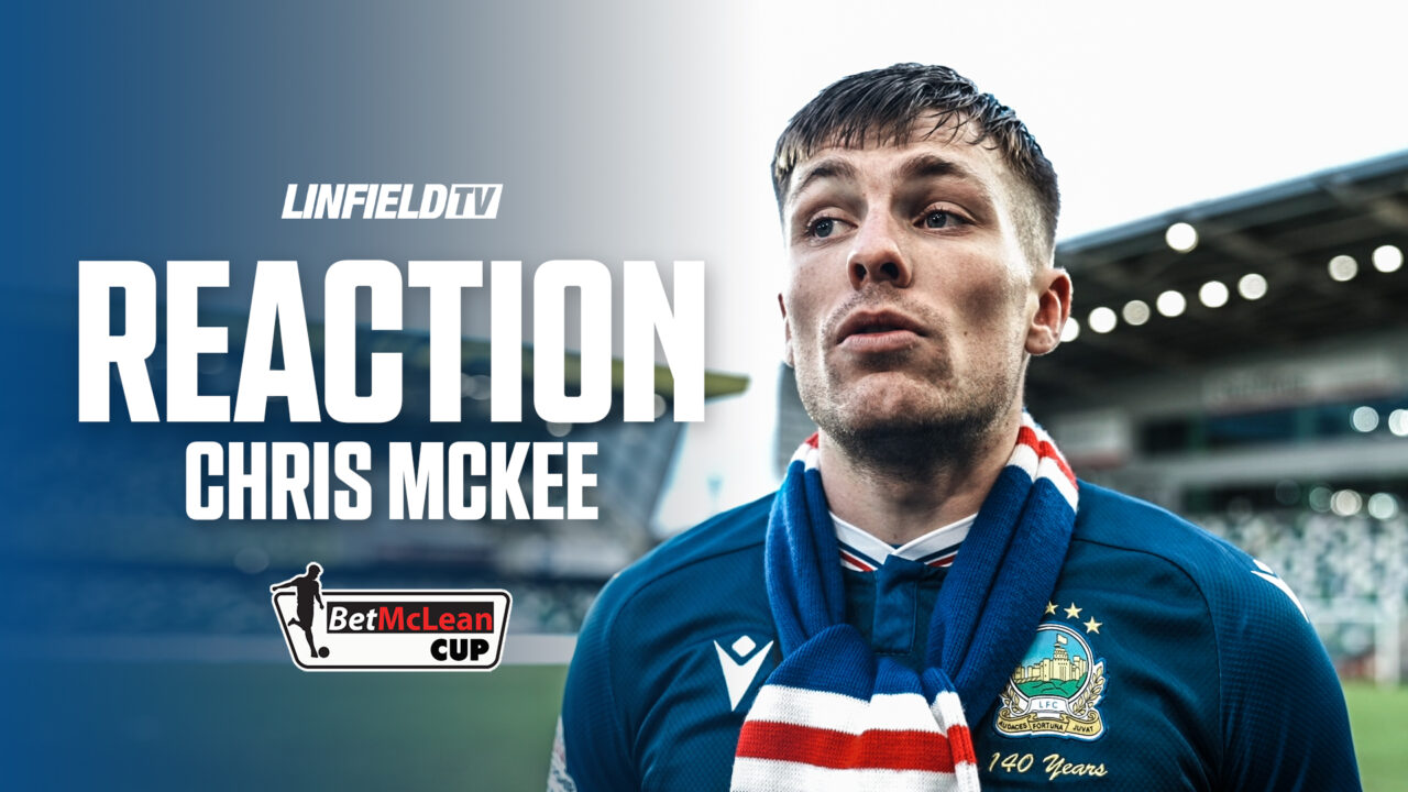 Chris McKee Reacts to scoring the Winner in the BetMcLean Cup Final